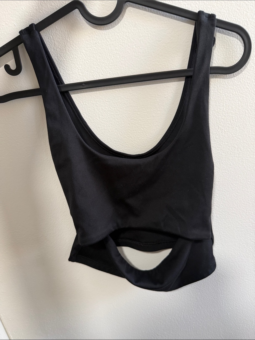 Victoria's Secret Black Scoop Crop Tank with a cutout